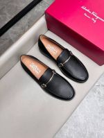 Ferragamo Black calfskin Leather Shoes-Ferragamo Man Business Leather Shoes